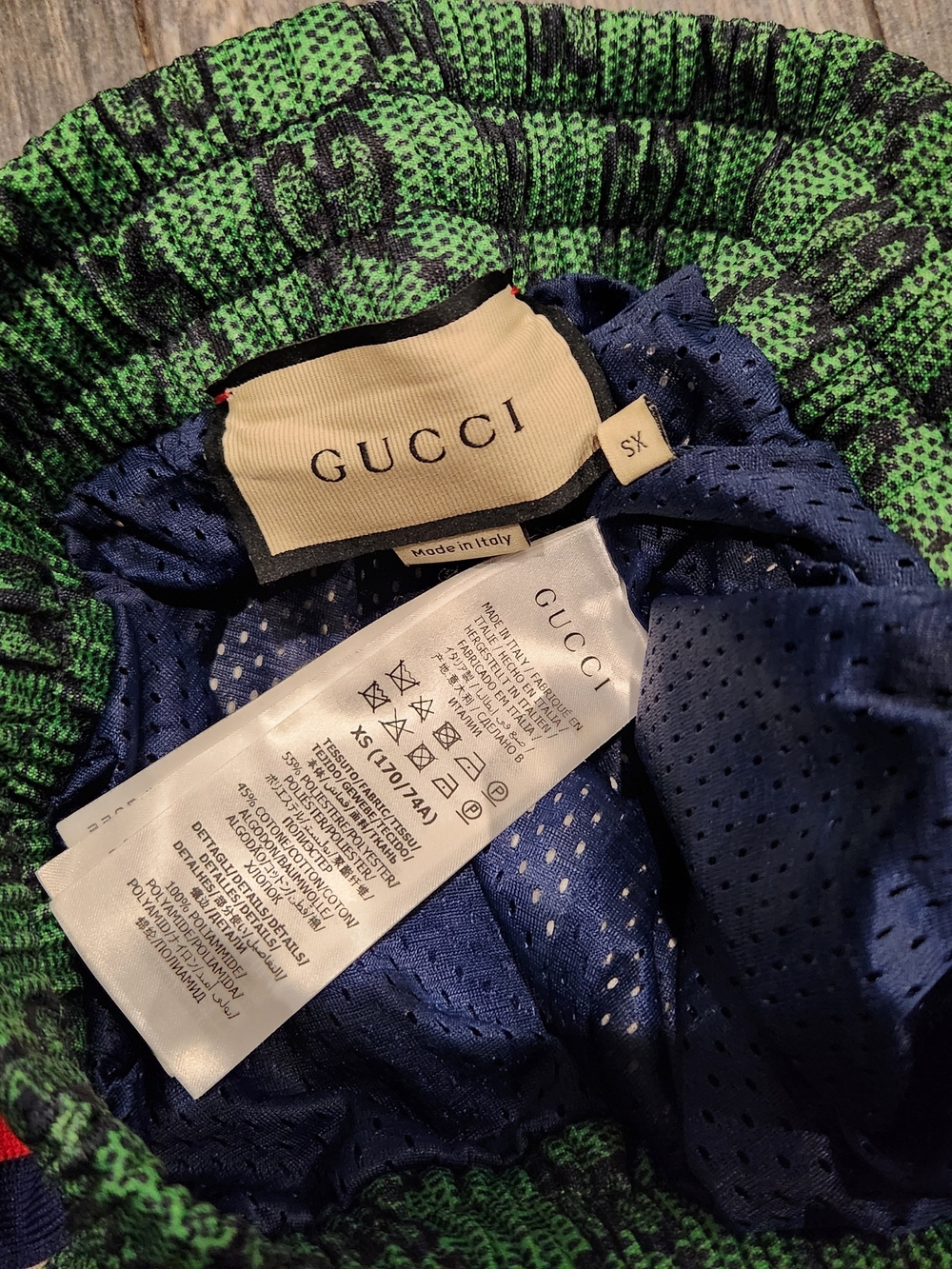 GUCCI Green GG Monogram Track Pants with Red/Blue Side Stripes - Picture 4 of 13